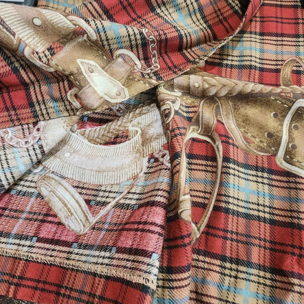 Vtg Stonebridge 1990s Plaid Belting Equestrian Academia Wrap Maxi Skirt sz 14